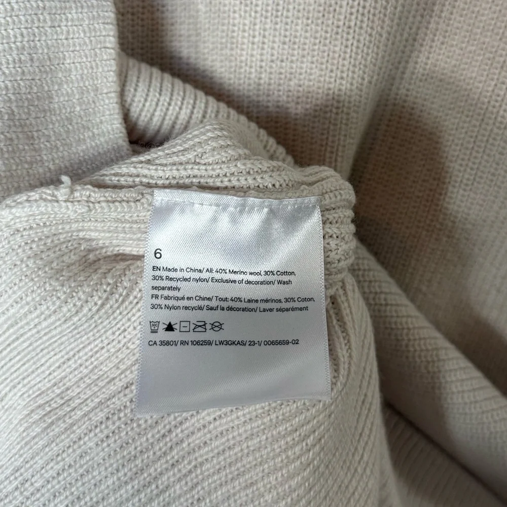 Lululemon Merino Wool-Blend Ribbed Crewneck Sweater White Opal 6